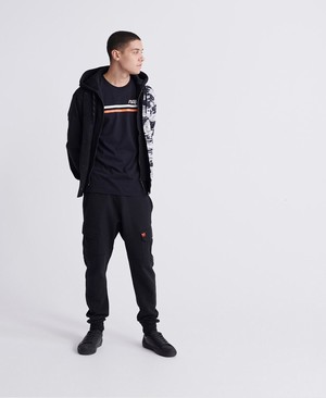 Superdry Core Logo Sport Stripe Férfi Pólók Fekete | MZAXQ8463